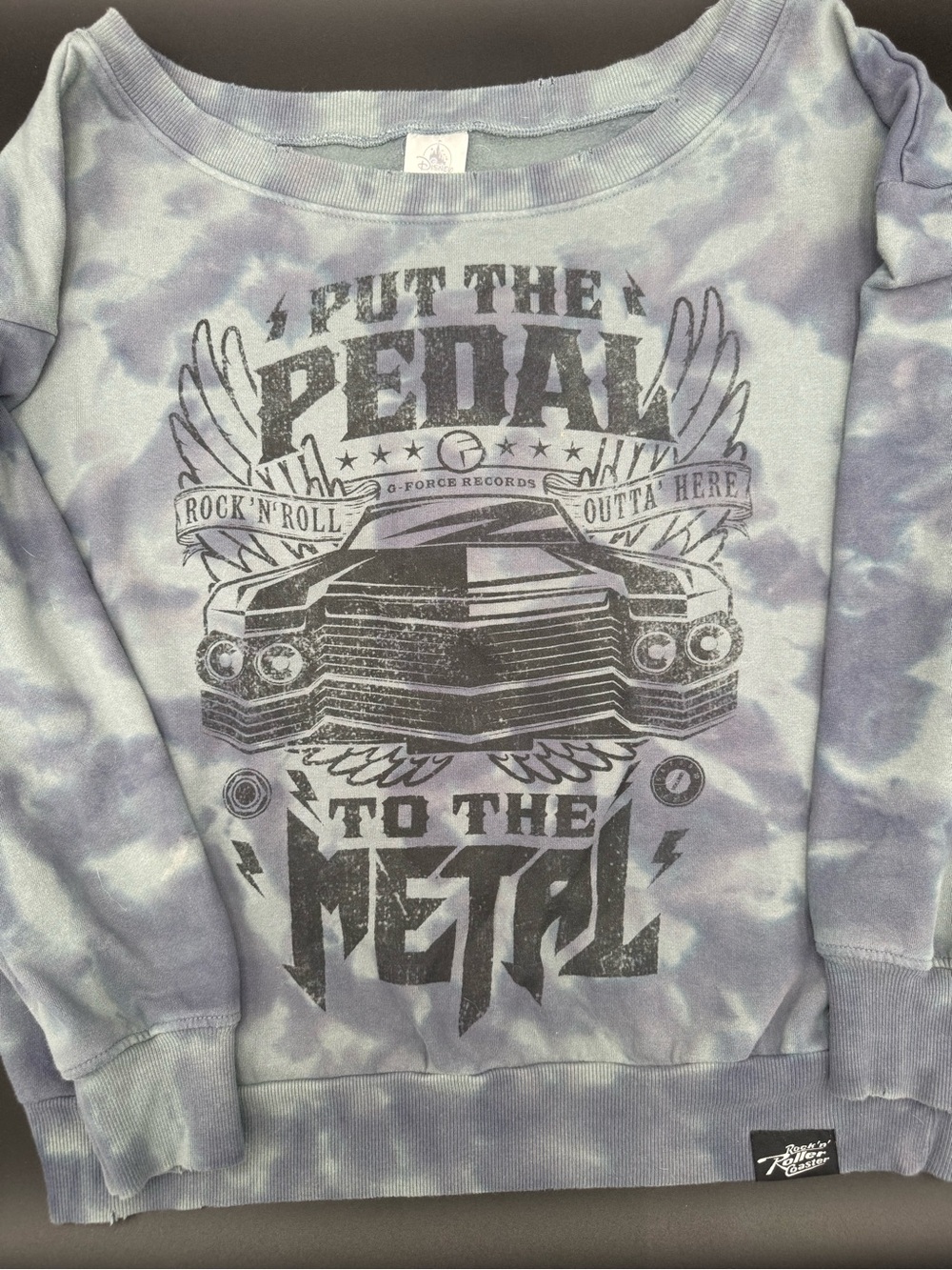 Tie-Dye Grey Women’s Graphic Sweatshirt - Put the Pedal to the Metal